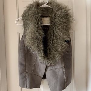 Gray Faux Fur Vest